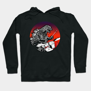 Godzilla Drummer Sunset Background Hoodie